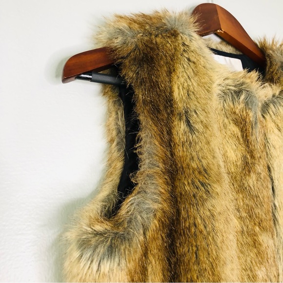 ZARA Trafaluc Outerwear Brown Faux Fur Vest Size S Mid-Length Jacket Sleeveless - Picture 4 of 8